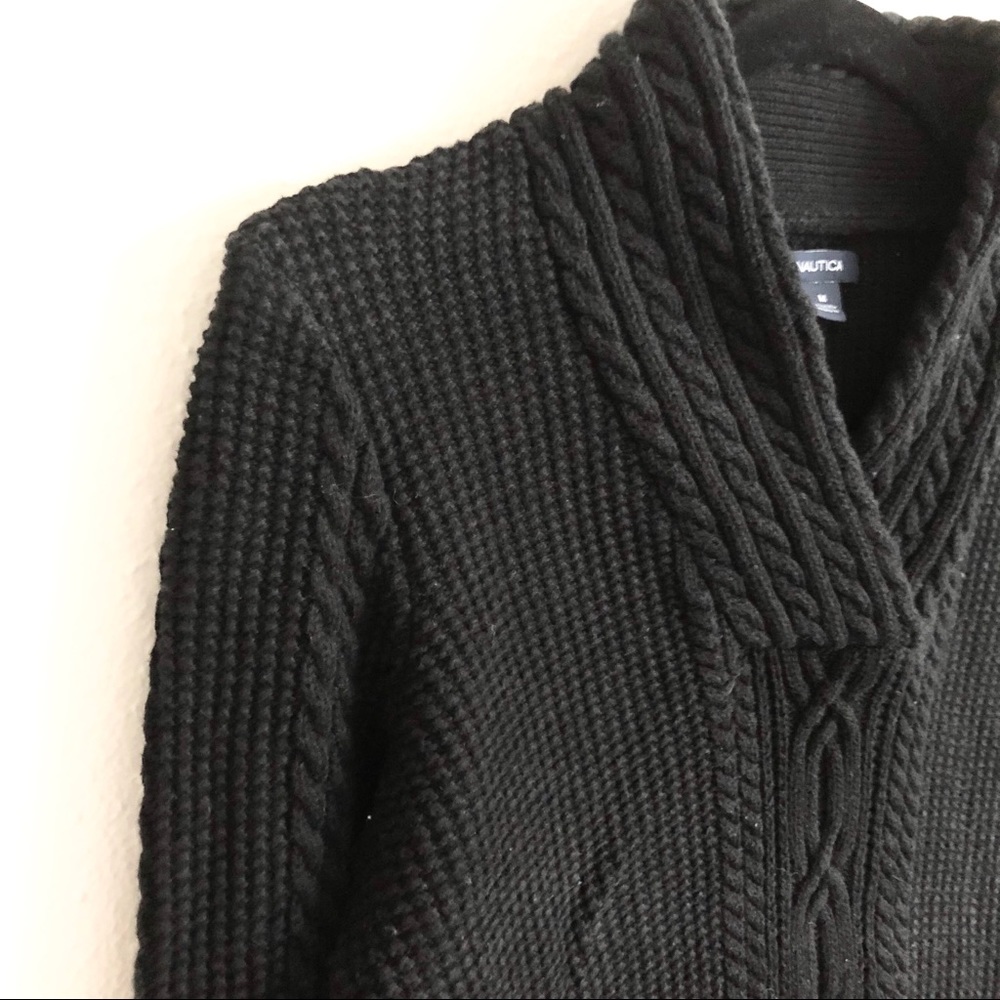 Nautica Cable Knit Black Sweater